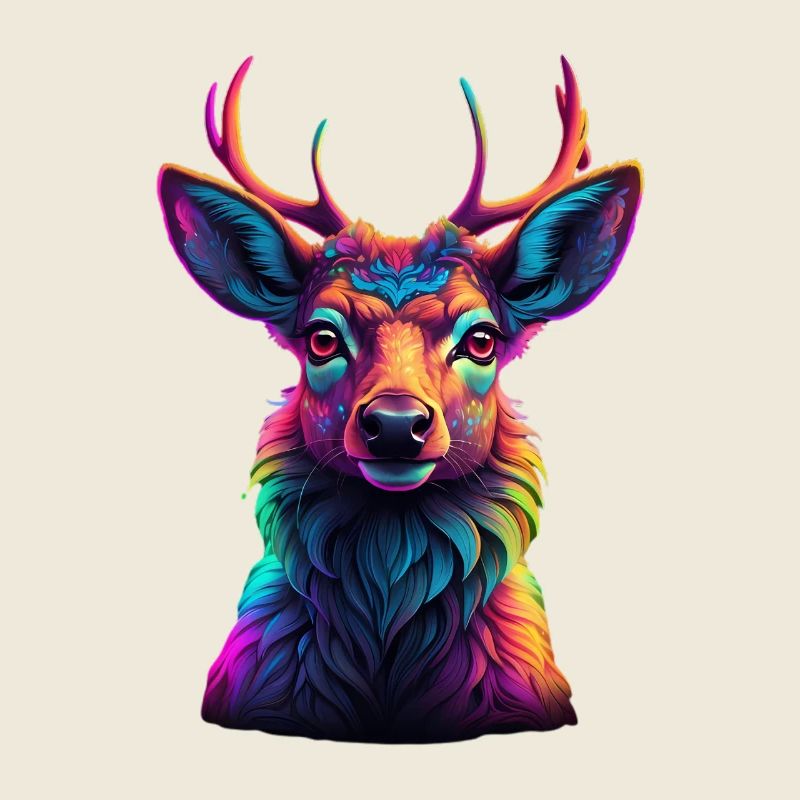 Portrait de tête de cerf au néon