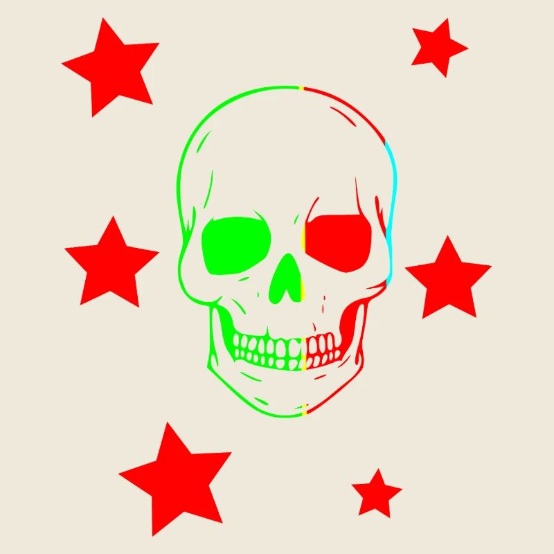 Prismatic Skull Amid Red Stars