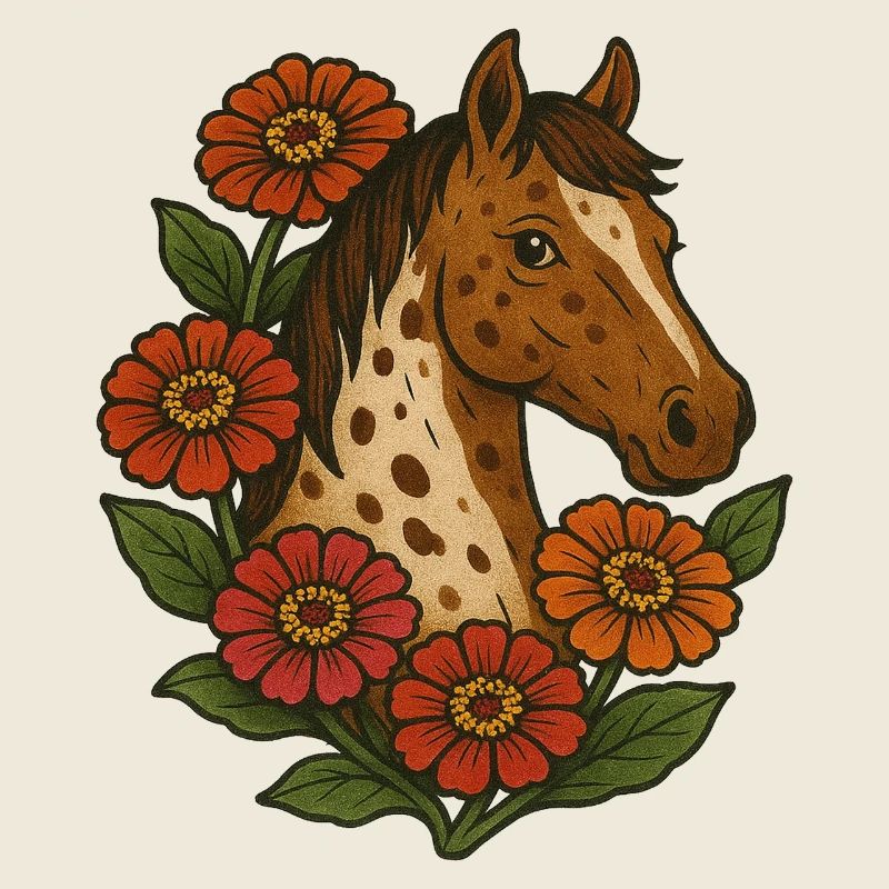 Portrait de cheval floral