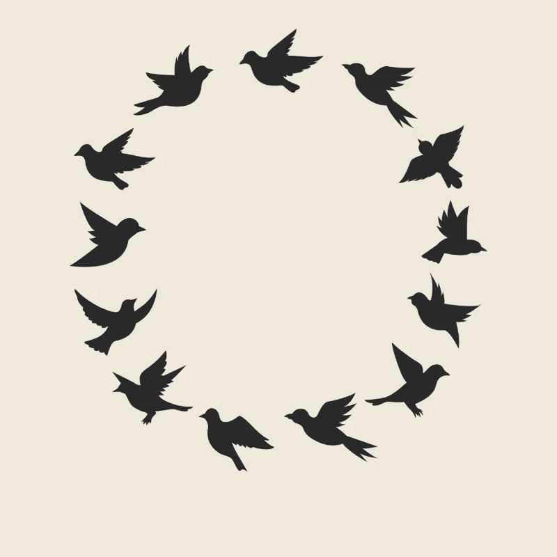 Flying Birds Circle Silhouette Minimalist