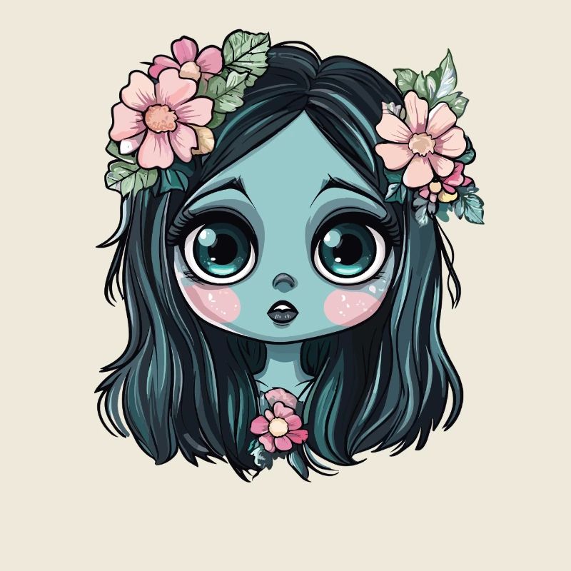 Blaues Blumenmädchen mit Krone