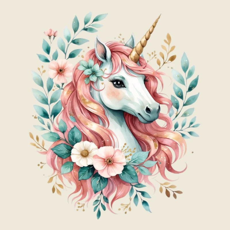 Licorne pastel avec couronne de fleurs
