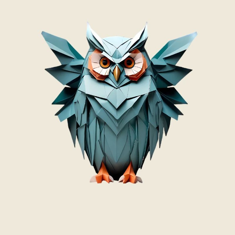 Blau Low-Poly Eule Design