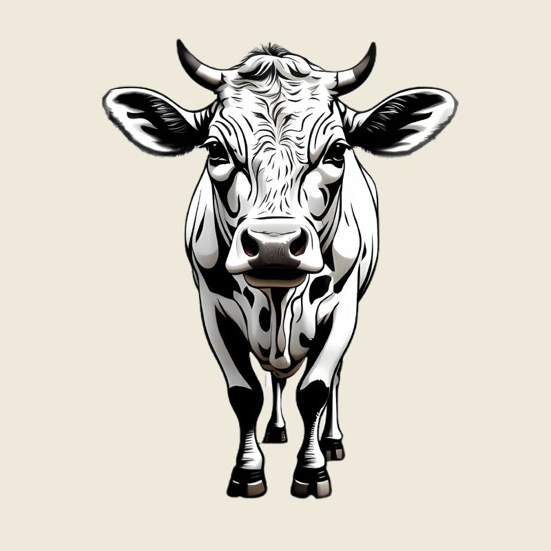 Monochrome Kuh Kopf Illustration