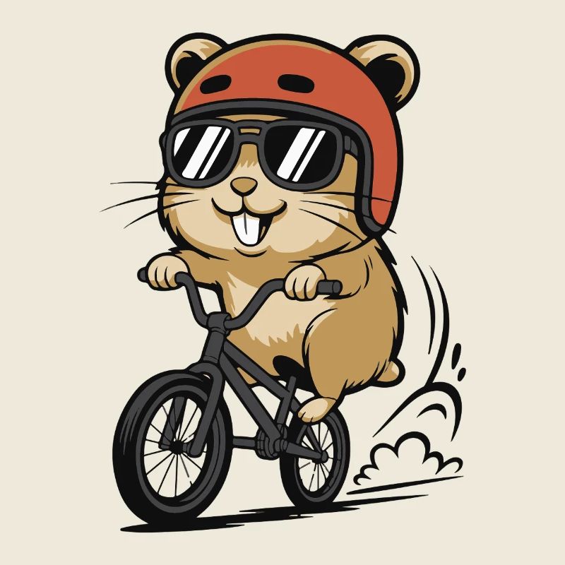 Hamster Radfahrer mit Helm und Sonnenbrille