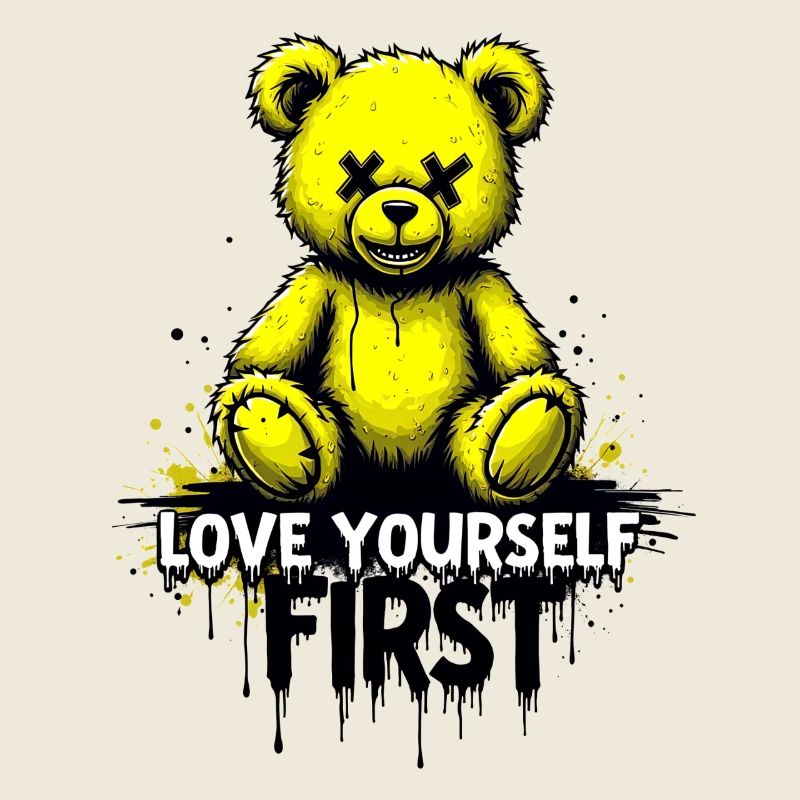 Love Yourself First Teddy Bear Graffiti