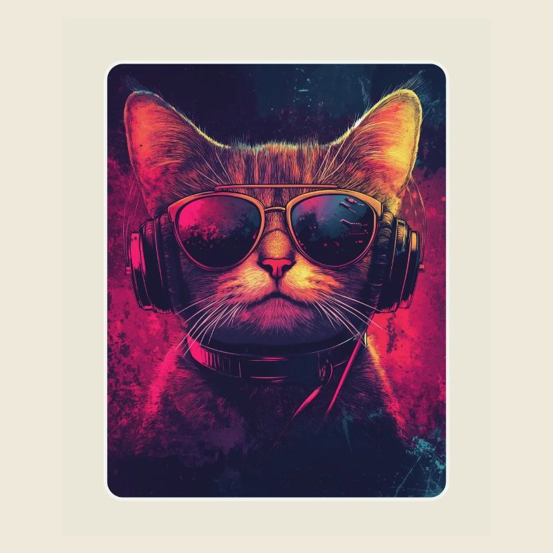 Coole DJ Katze mit Sonnenbrille