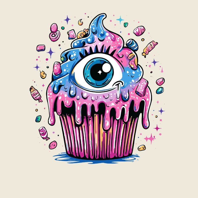 Auge im Neon Cupcake Farbexplosion