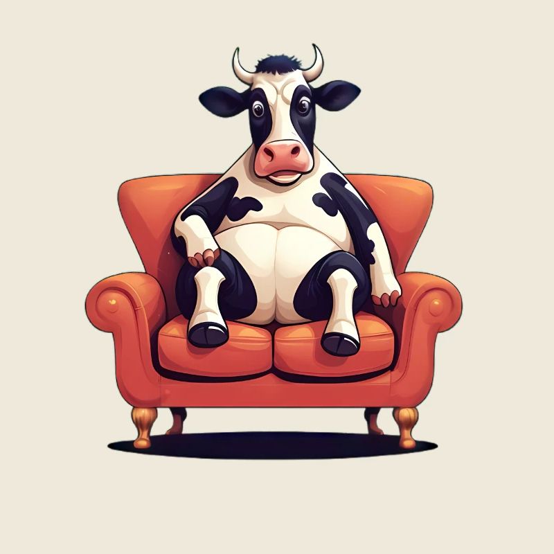 Kuh auf Sofa Cartoon
