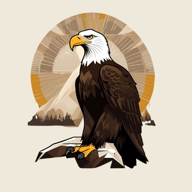 Eagle at sunrise over mountains