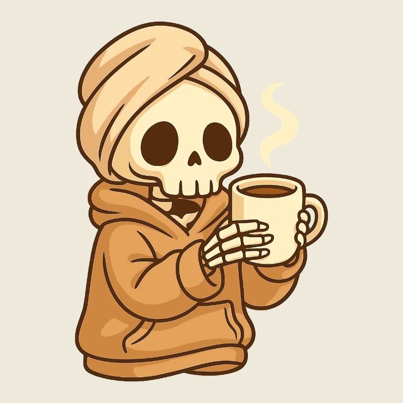 Cozy Coffee Skeleton – Wellness Vibe