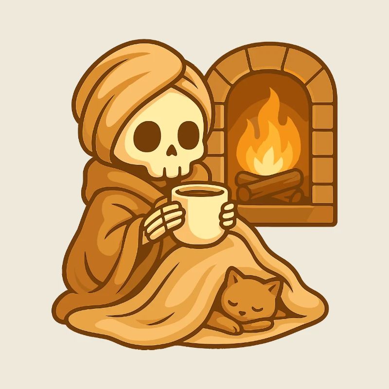Cozy Fireplace Skeleton – Warm & Relaxed