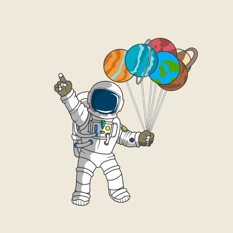 Astronaute mignon, planètes, explorateur spatial, anniversaire par
