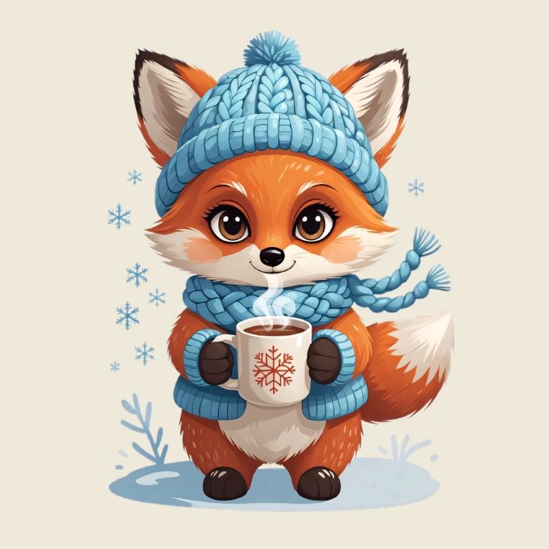 Winter fox with cocoa