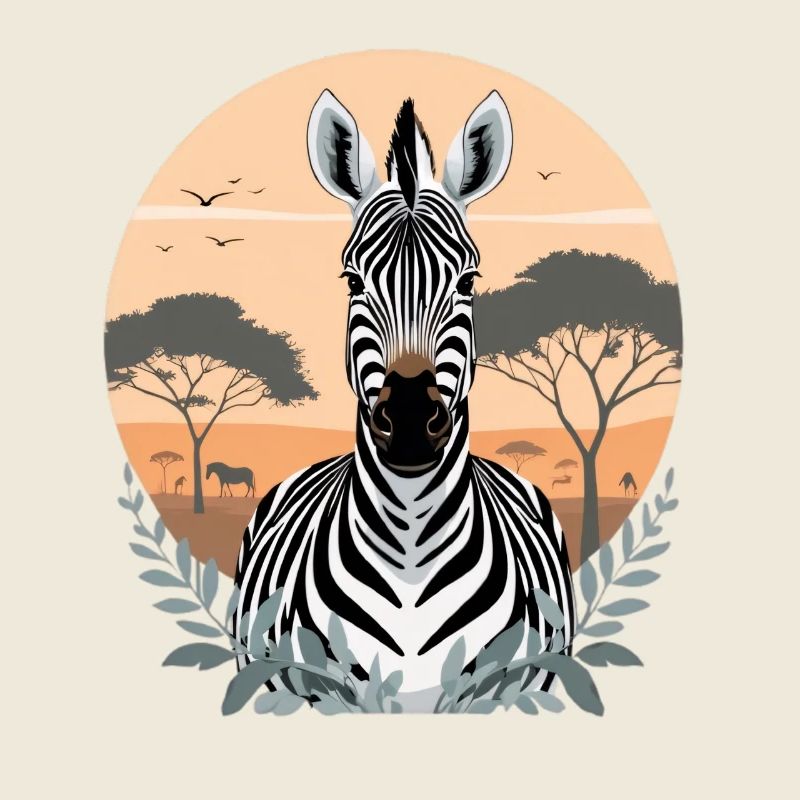 Zebra in savannah sunset