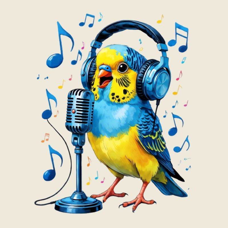 Perroquet avec un micro casque
