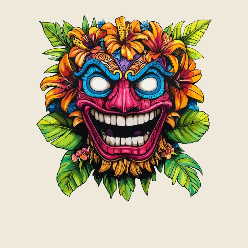Tiki-Blütenmaske Farbexplosion