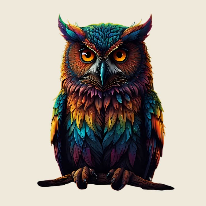 Bunte Eulenfedern Neonaugen