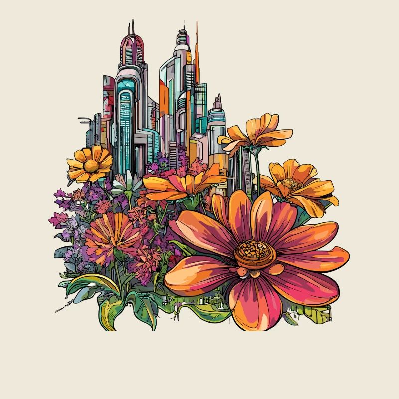 Blühende Skyline Farbexplosion