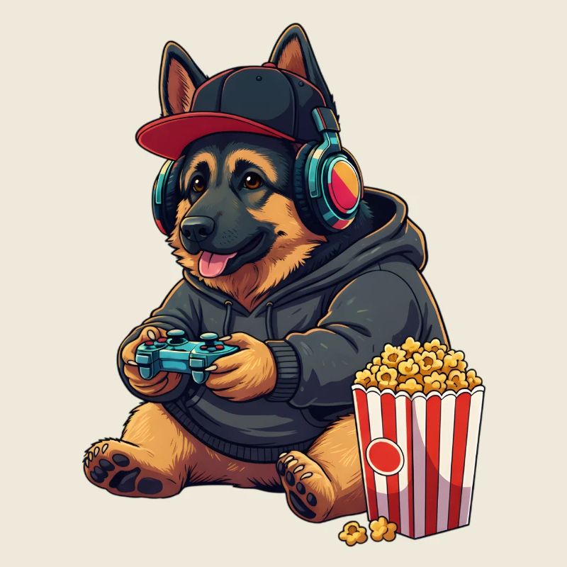 Deutscher Schäferhund mit Popcorn
