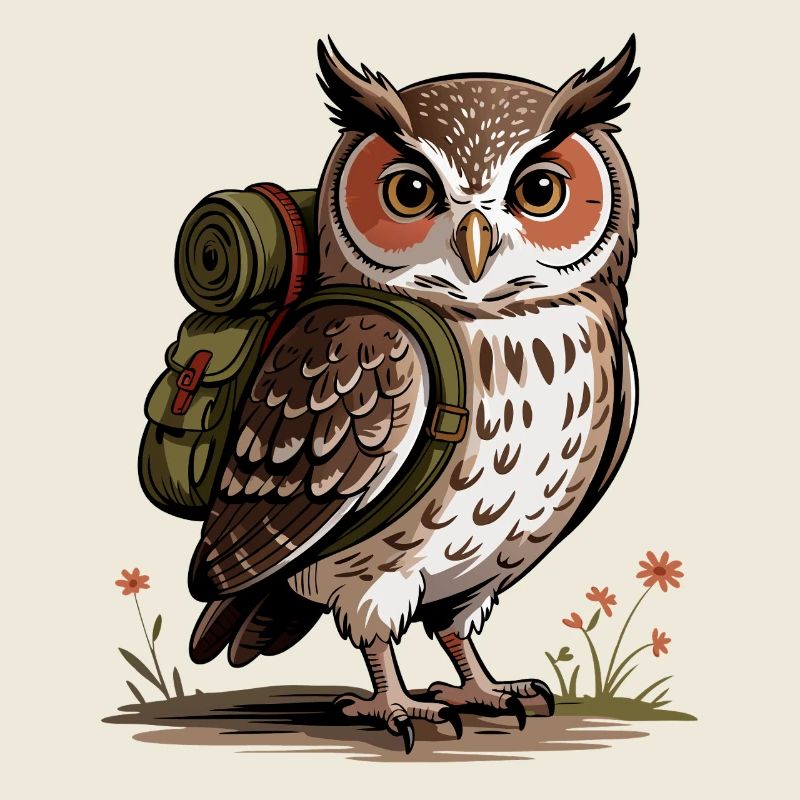 Eulenwanderer mit Rucksack