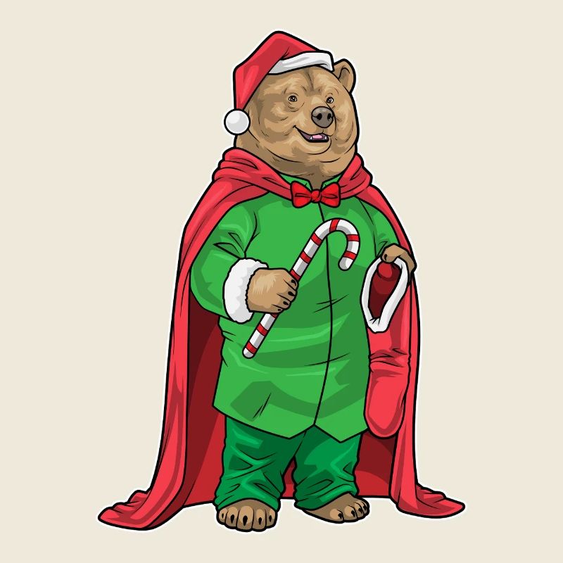 Bear Christmas candy cane