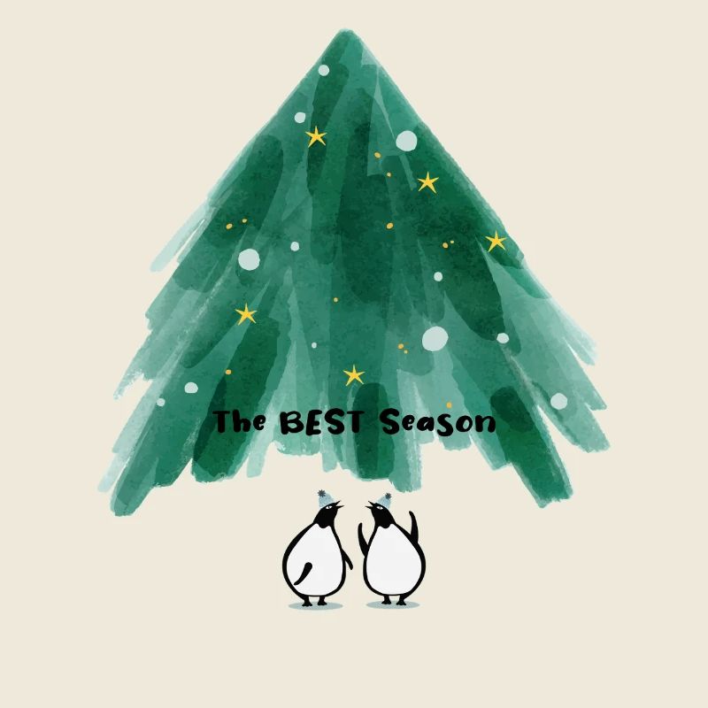 Niedliche Pinguine unterm Weihnachtsbaum 