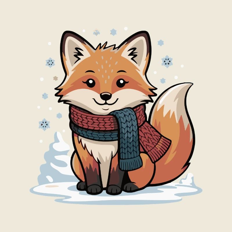 Renard d’hiver avec illustration d’écharpe
