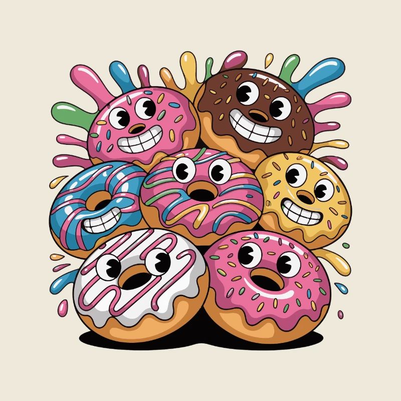 Kunterbunte Donut-Truppe