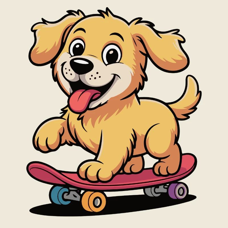 Dessin animé Skateboard Dog