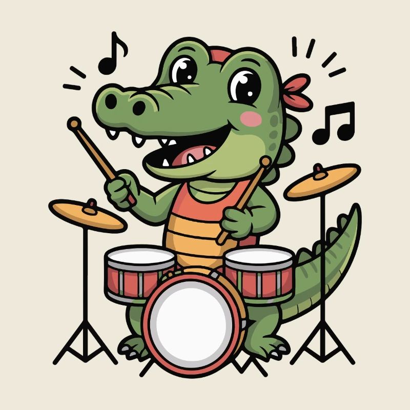 Dessin animé du batteur crocodile