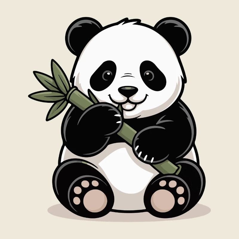Panda avec un bâton de bambou