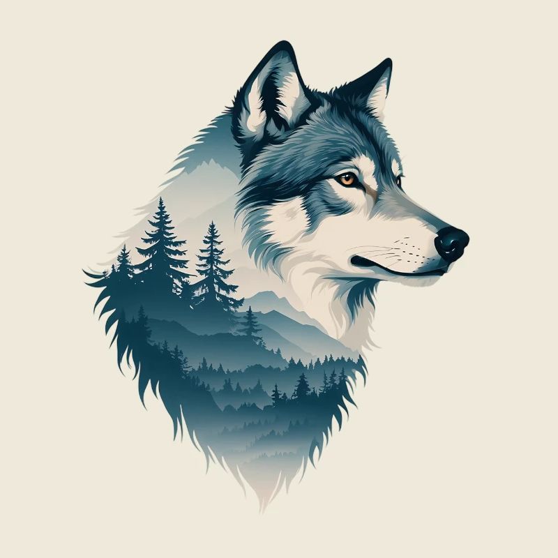 Loup bleu dans la forêt