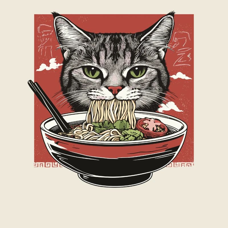 Cat with ramen