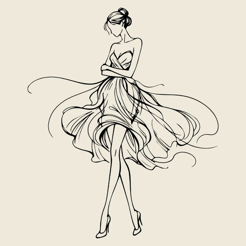 Silhouette fluide en robe de soirée