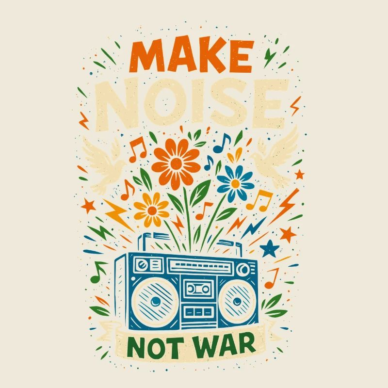 Make noise not war, peace musik