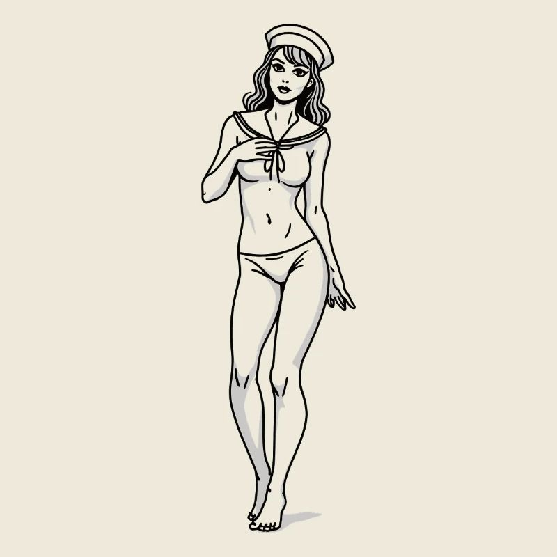 Style rétro Pin-up Sailor Navy