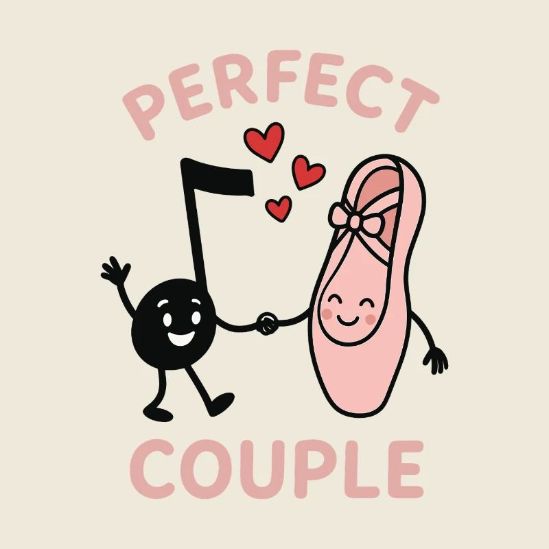 Perfect Couple Music Note Ballet Shoe Hearts