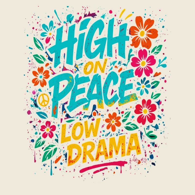 high on peace, low drama spruch