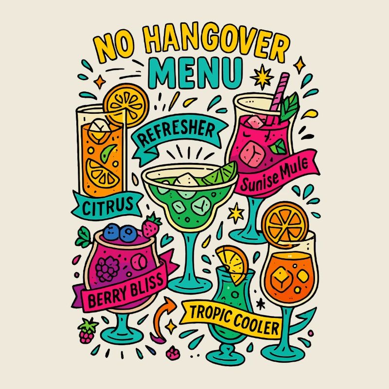 No Hangover Menu, Mocktail Card