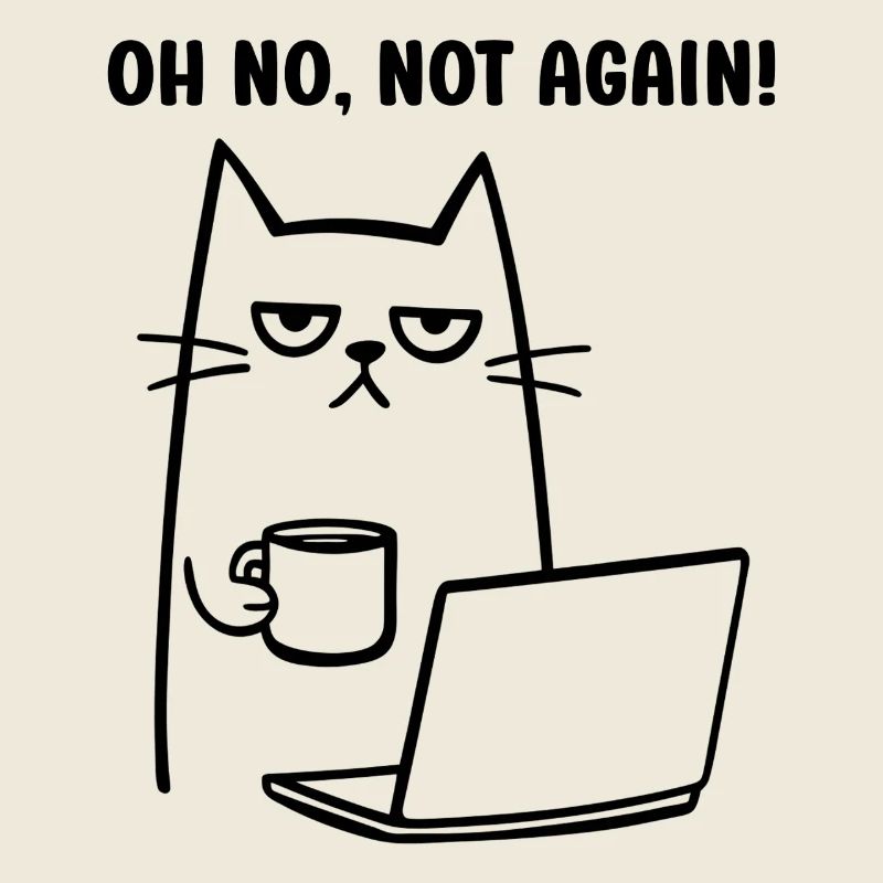 Oh no, not again funny cat with Coffee Notebook
