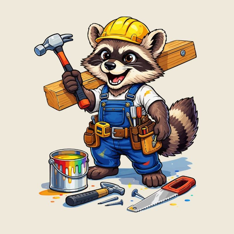 Look de raton laveur de construction dans un atelier