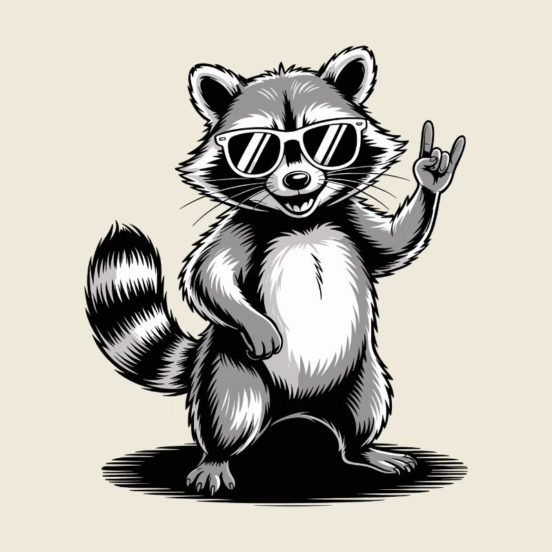 Raccoon Dabbing mit Sonnenbrille