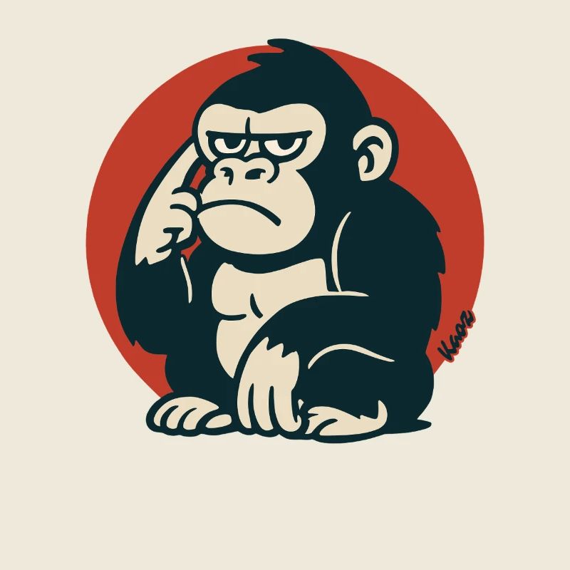 Pensive Monkey in Retro Style