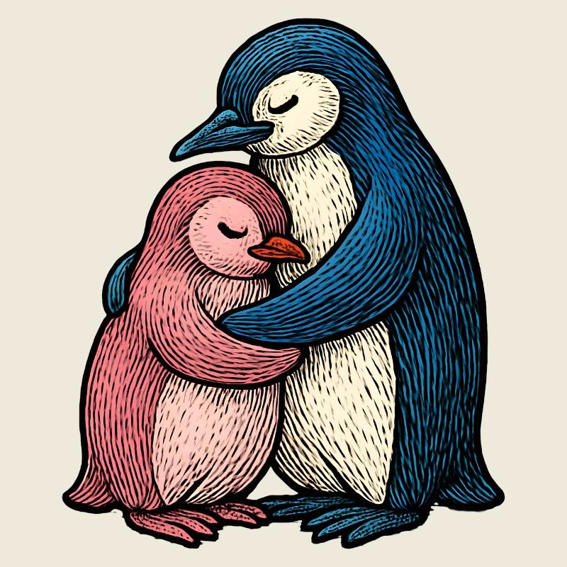 Pingouins Câlins : Duo Bleu Rose