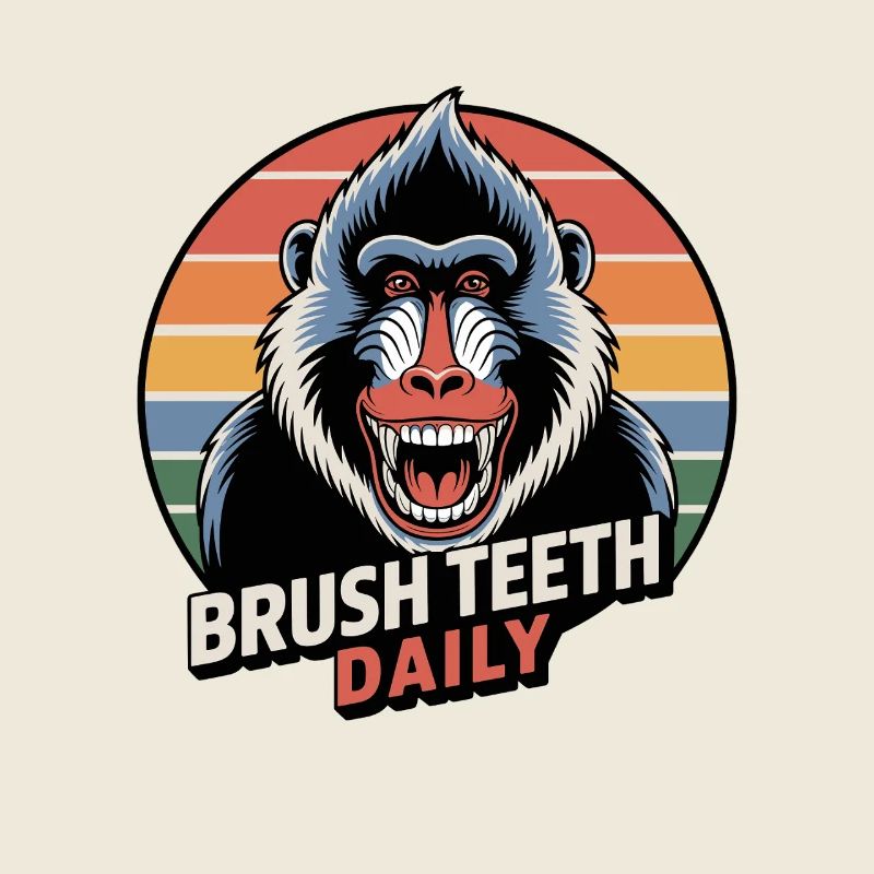 Daily Brushing Teeth Mandrill Monkey