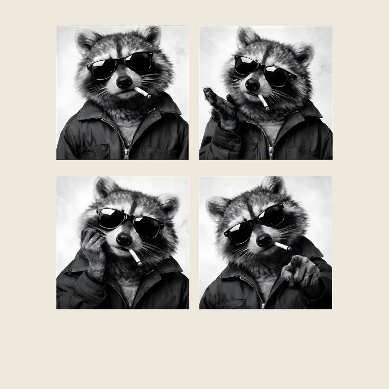 Waschbär Noir Vierfach: Sonnenbrille Zigarette