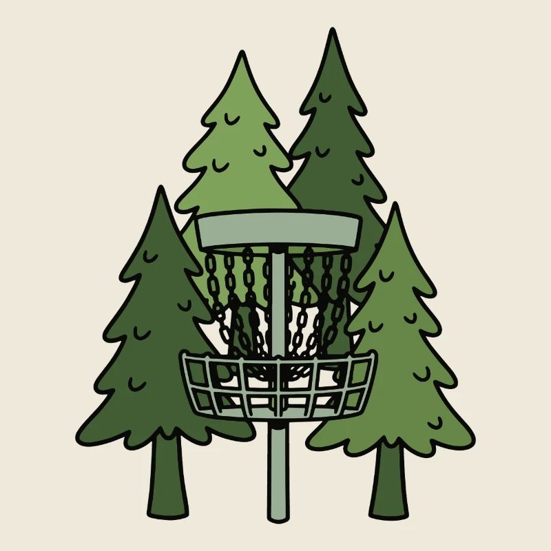 Scène drôle de disc golf dans la forêt