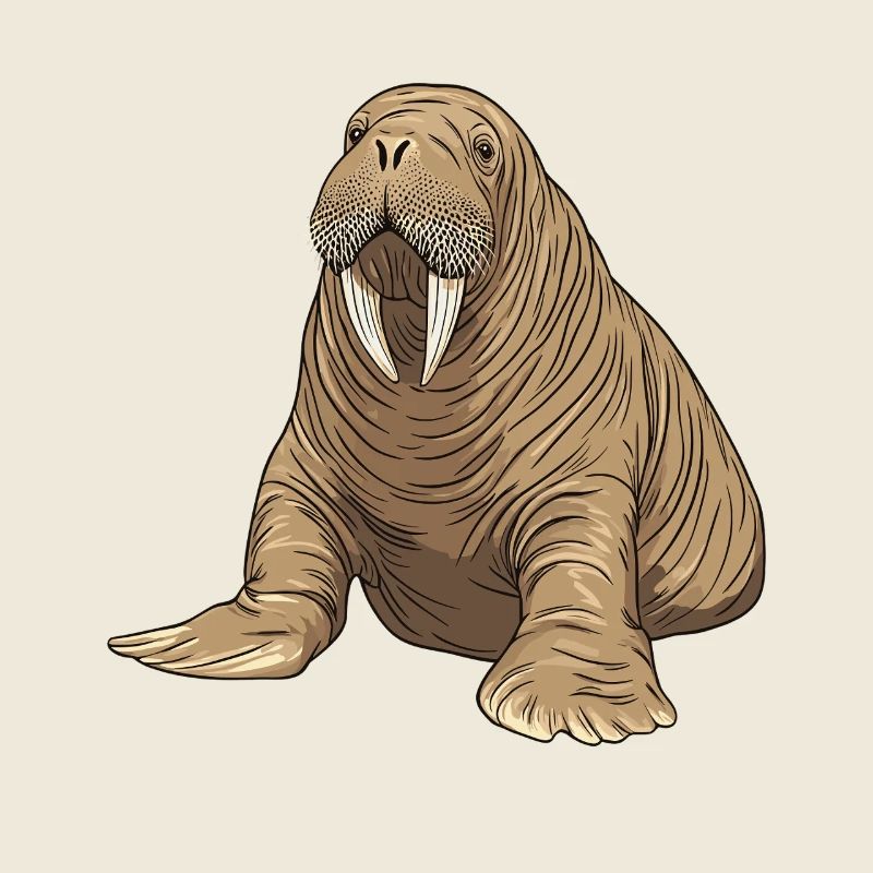 Charme de morse : dessin d’animaux vintage