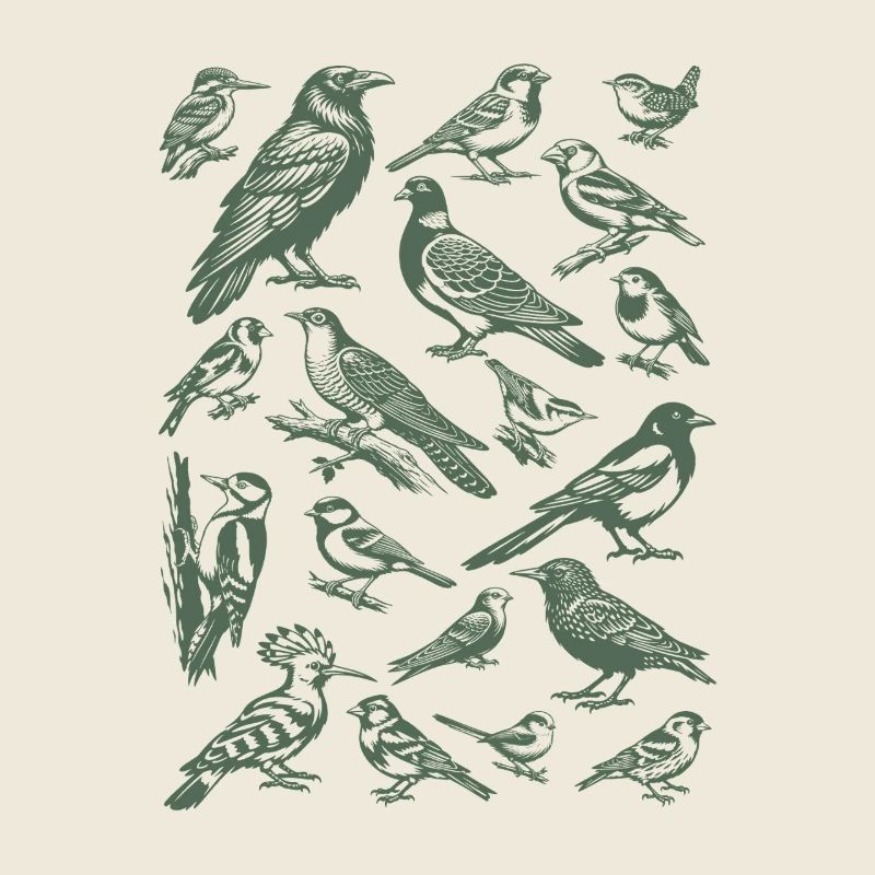 Vogelsilhouetten Ornithologe Vogelbeobachter